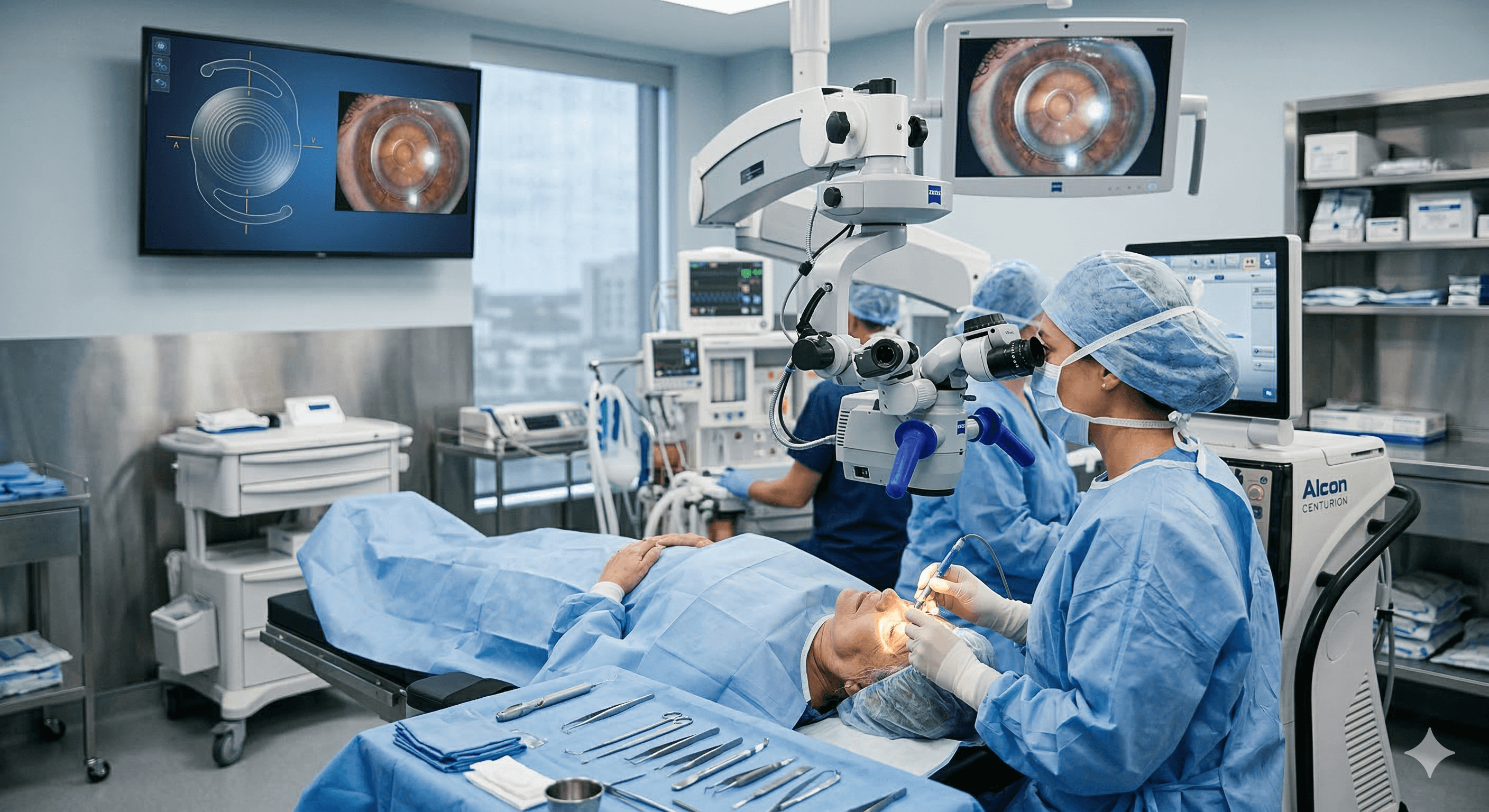 Cirugía de catarata técnica de facoemulsificación (lente intraocular de foco extendido-torico)