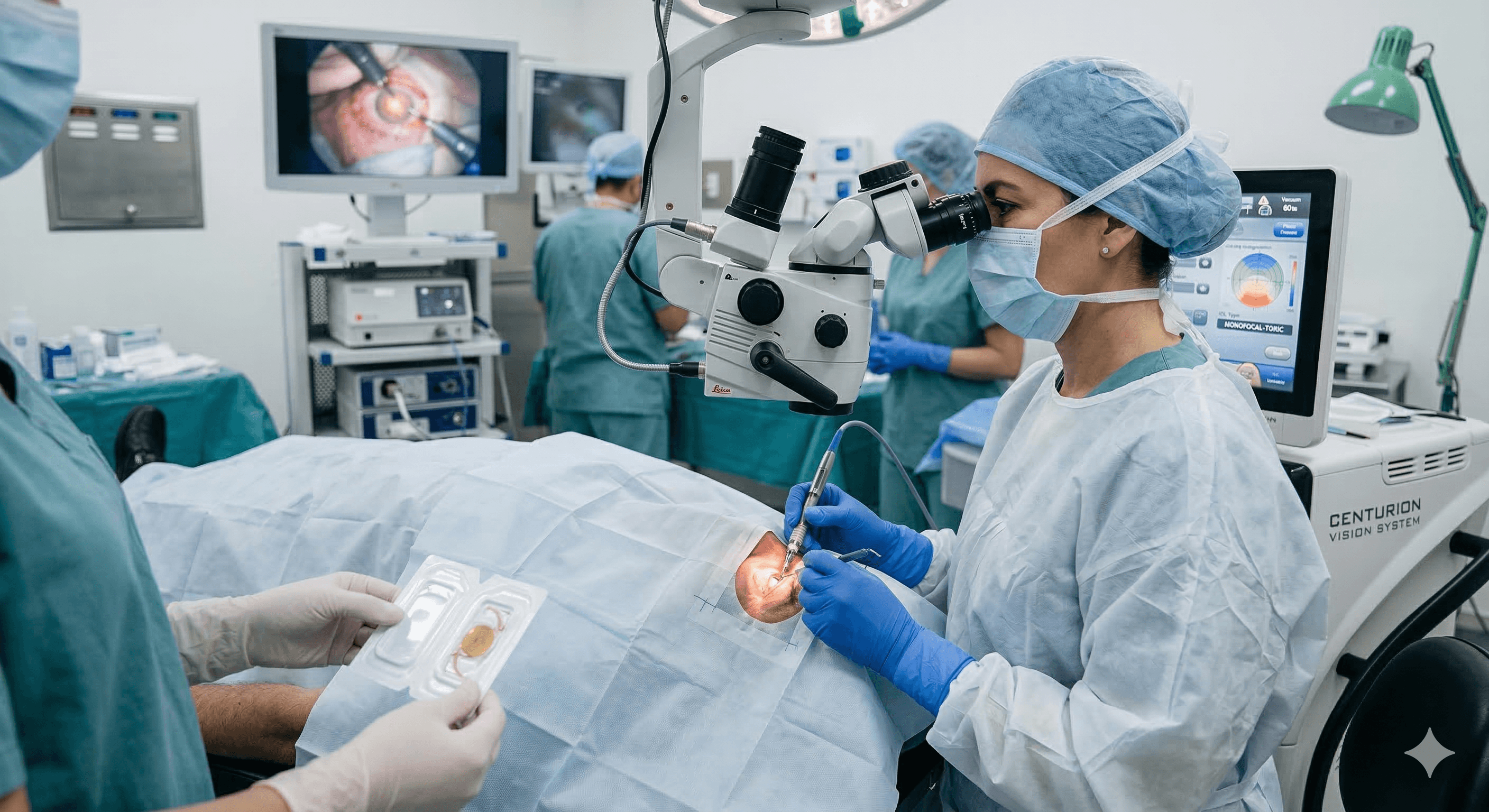 Cirugía de catarata técnica de facoemulsificación (lente intraocular monofocal-torico)