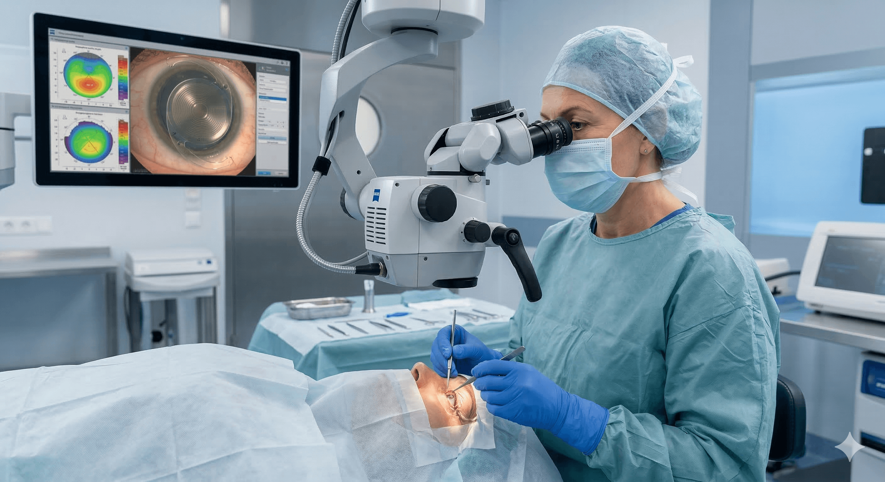 Cirugía de catarata técnica de facoemulsificación (lente intraocular multifocal-torico)